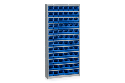 Bin Cabinet including 72 Plastic Bins Blue