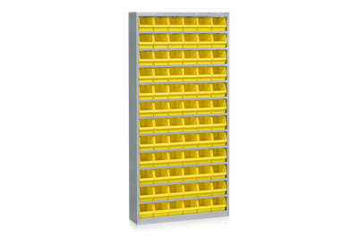Bin Cabinet including 72 Plastic Bins Yellow