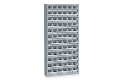 Bin Cabinet including 72 Plastic Bins Grey