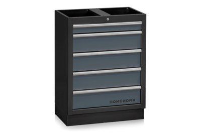 Drawer Unit 5 Drawers Grey/Black