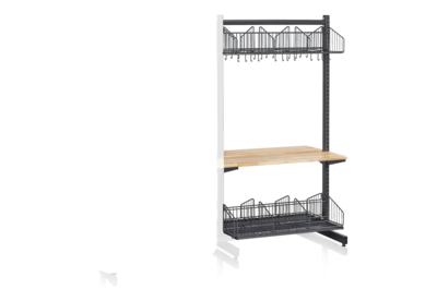 Shoe and Hat Shelf with Bench Floor Extension Grey