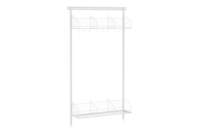 Schuh- und Hutregal, Wand Grundteil 900 mm, weiß