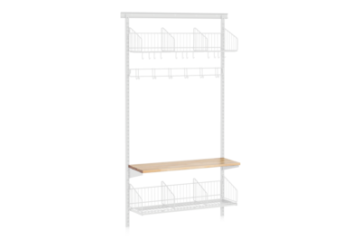Schuh- und Hutablage inkl. Sitzbank und Hakenleiste Wand Grundteil, we