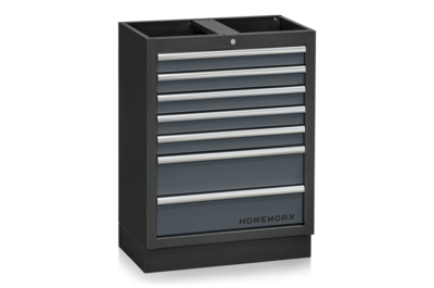 Drawer Unit 7 Drawers Grey/Black