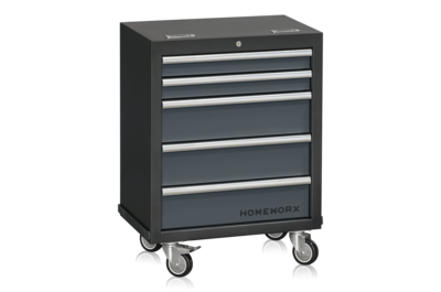 Drawer Cabinet With Wheels Grey/Black